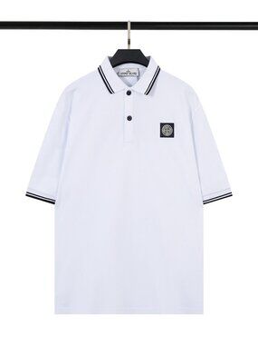 Stone Island White Short Sleeve Polo Shirt